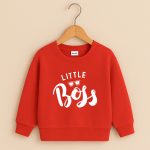 Little Boss Printed Red Sweatshirt for Young Kids