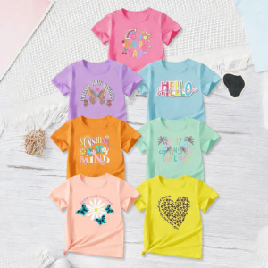 Pack of 7 Grow Shine Your Dream Printed T Shirts For Girls