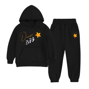 Dream Big Black Hooded Tracksuit For Kids