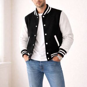 Black & White Men Varsity Jacket