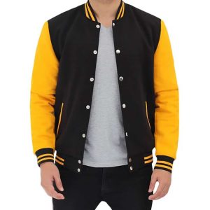 Black and Yellow Men Varsity Jacket