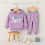 Be Different Heart Printed Hooded Tracksuit for Girls