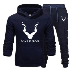 Blue Markhor Printed Hooded Tracksuit