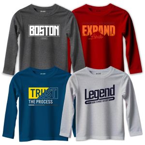 Pack of 4 Boston Expand Legend Trust Printed Long Sleeve T-Shirts For Tween Kids