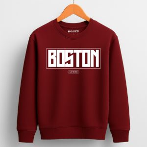 Boston Printed Maroon Sweatshirt for Tween Kids