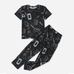 Boys Game Printed Allover Printed Tee & Pants Loungewear Set