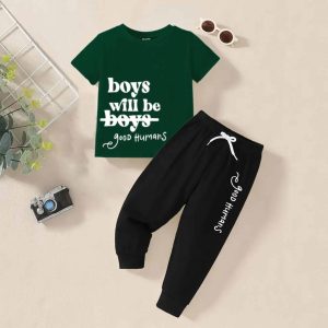 Boys Will Be Boys Printed Summer Trouser Suit For Kids
