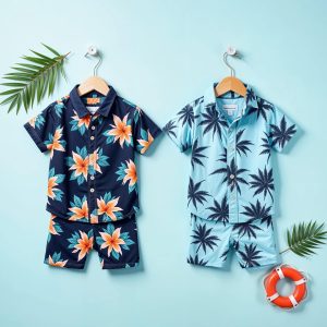 Bundle of 2 Floral & Palm Summer Beachwear Set for Kids