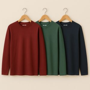 Bundle of 3 MBN Plain Long Sleeve T-shirts for Men