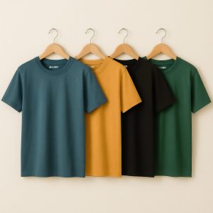Bundle of 4 Smart Solid Colors T-Shirts for Mens