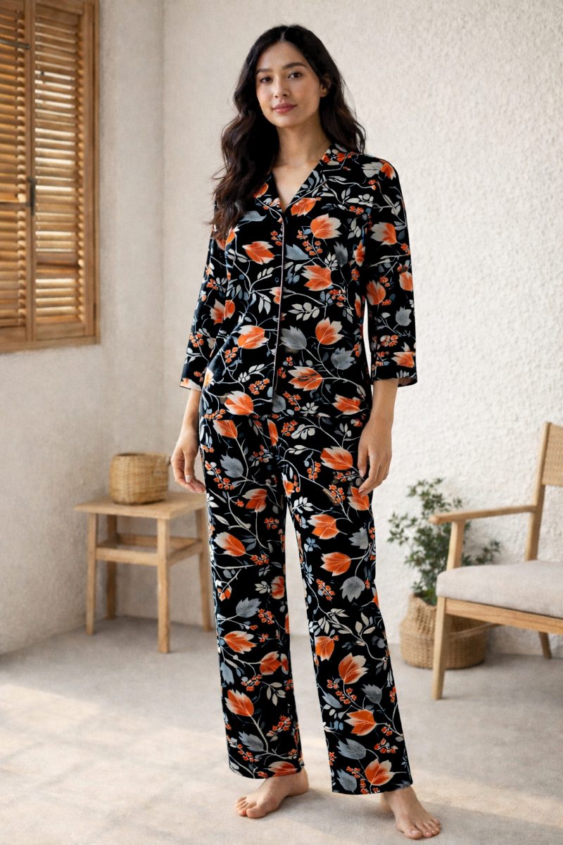 Flora Noir Vibrant Floral Nightwear Set for Womens Flora Noir Vibrant Floral Nightwear Set for Womens