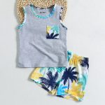 Kids Coconut Tree Propical Printed Summer Short Suit