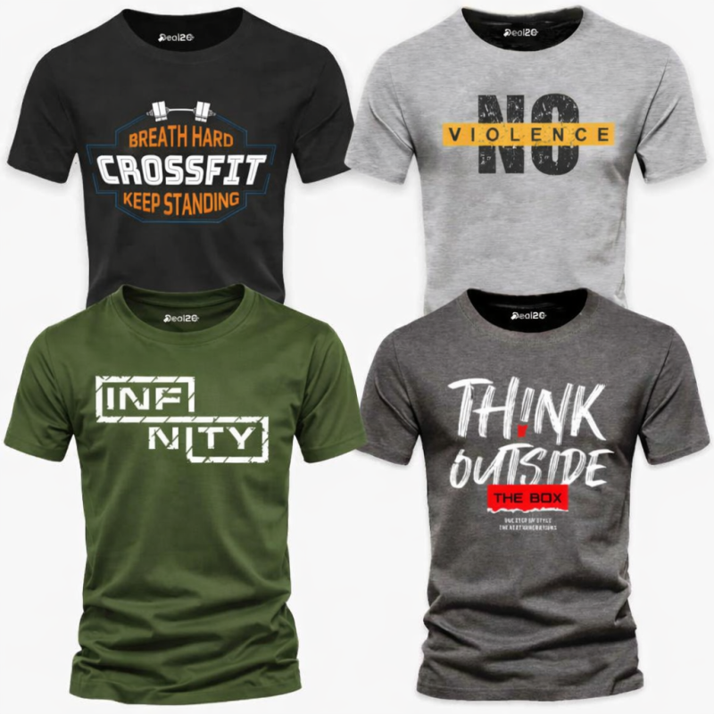 Pack of 4 Crossfit Think Strong Printed T-Shirts Pack of 4 Crossfit Think Strong Printed T-Shirts