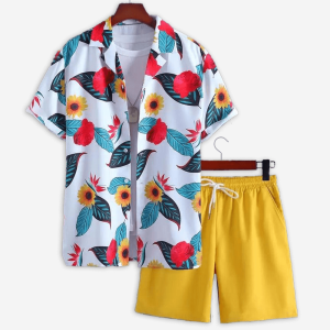 Mens Sunflower Printed Summer Short Suit