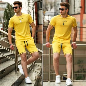 Men Summer Breeze Yellow Short Suit