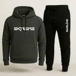 Contrast Dark Grey Extreme Printed Hooded Tracksuit for Men