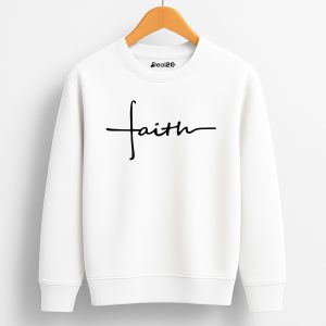 Faith Printed White Sweatshirt for Tween Kids