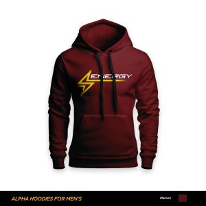 Energy Printed Maroon Hoodie For Men