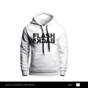 Flash Back Printed White Hoodie For Men
