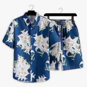 Men Jasmine Floral Printed Summer Short Suit