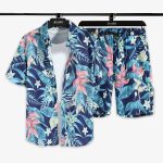 Men Jasmine Multi Floral Printed Summer Beach Short Suit