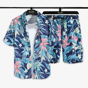 Men Jasmine Multi Floral Printed Summer Beach Short Suit
