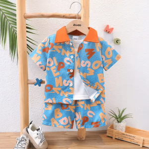 Kids Alphabet Letter Printed Summer Short Suit