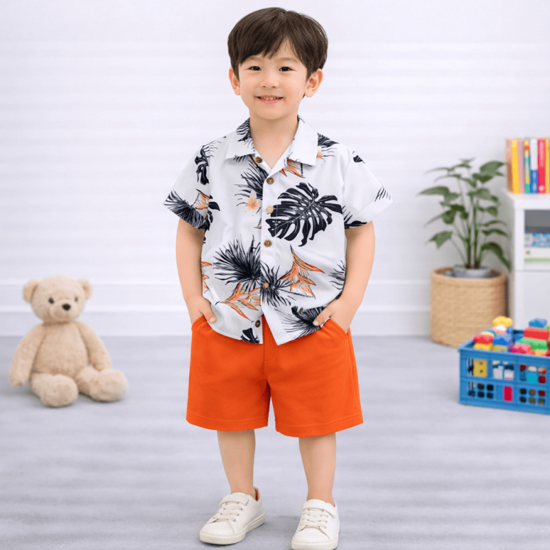 Kids Beach Bloom Stifling Printed Casual Summer Outfit