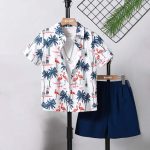 Kids Casual Lapel Solid Color Top and Short Set