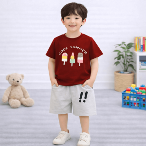 Kids Cool Summer Ice Cream Printed Shorts Suits