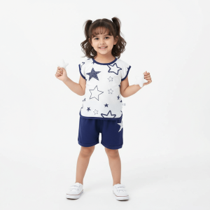 Kids Decent Blue Star Printed Short Suits