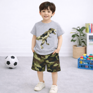 Kids Dinosaur Camo Printed Summer Short Suit