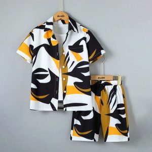 Kids Stylish Casual Vacation Printed Summer Short Suit