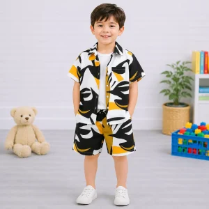 Kids Stylish Casual Vacation Printed Summer Short Suit