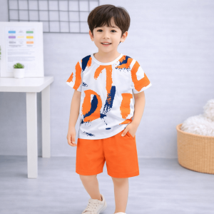 Kids Stylish Printed Paint Pattern Summer Short Suit