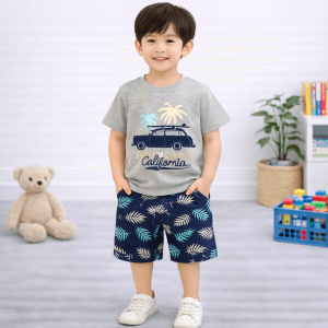 Kids Summer California Printed Shorts Suits