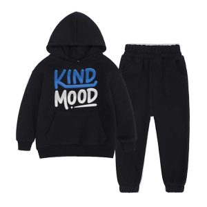 Kind Mood Black Kids Hooded Tracksuit