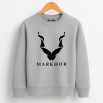 Markhor Printed Heather Grey Sweatshirt for Tween Kids