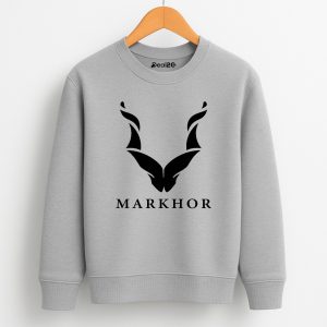 Markhor Printed Heather Grey Sweatshirt for Tween Kids