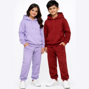 Maroon and Purple Kids Hooded Tracksuit
