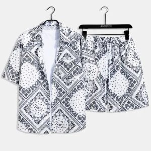 Men's Random Geometrical Printed Summer Beach Short Suit
