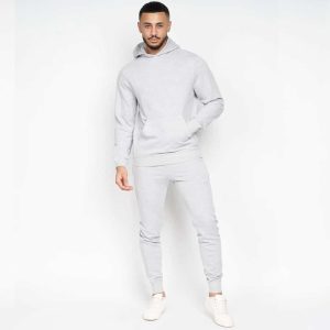 Basic Heather Grey Winter Casual Hooded Tracksuit