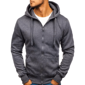 Solid Color Casual Zipper Hoodie For Men