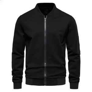 Stand Collar Casual Zipper Jacket For Men