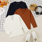Bundle of 3 Classic Buttoned Long Sleeve T-Shirts for Kids