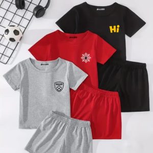 Bundle of 3 Hi Spider Soccer Printed Kids Summer Short Suit