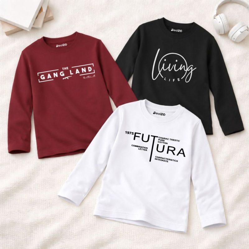 Pack of 3 Living Gang Futura Printed Long Sleeve T-shirts For Tween Kids Pack of 3 Living Gang Futura Printed Long Sleeve T-shirts For Tween Kids