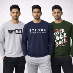 Pack of 3 Why Liftwear Look Printed Long Sleeve T-shirts for Men