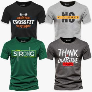Pack of 4 Crossfit Think Strong Printed T-Shirts