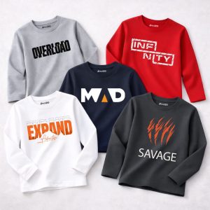 Pack of 5 Expand Infinity Savage Printed Long Sleeve T-shirts For Tween Kids
